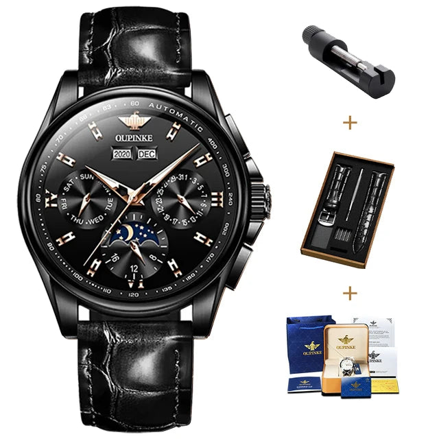 Men's Automatic Mechanical Watch with Moon Phase