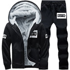 Men's Winter Hooded Plush Thickened Two Piece Set