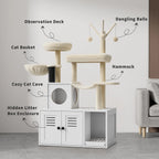 Cat Tree Tower Condo with Litter Box Enclosure for Cats
