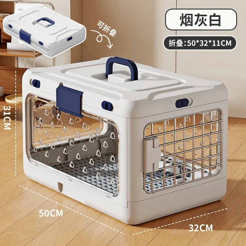 Portable Folding Transparent Travel Pet Carrier Suitcase for Cats Dogs