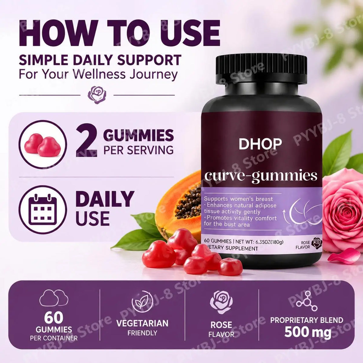Kudzu Root and Genistein Breast Support Dietary Supplement Gummies