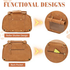 Genuine Leather Pet Carrier Handbag Travel Tote