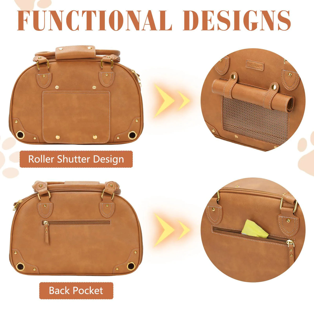 Genuine Leather Pet Carrier Handbag Travel Tote
