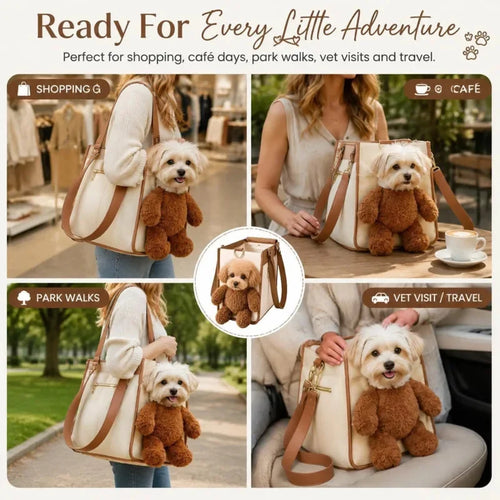 Cute Teddy Bear Dog Cat Portable Pet Backpack Tote Carrier