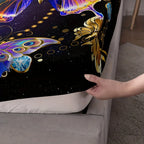 Butterfly Print Polyester Fitted Sheet Set