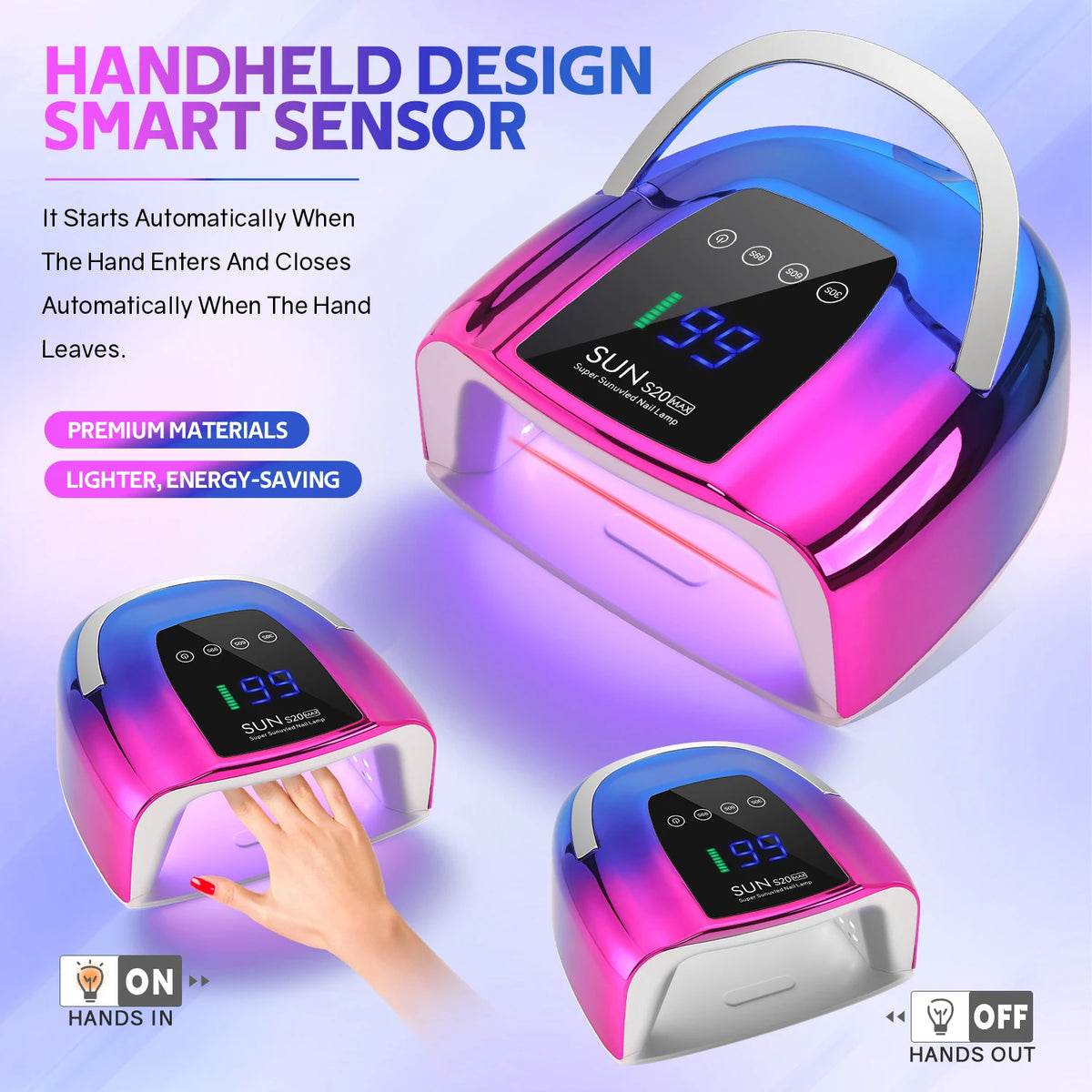 48 LED UV Nail Lamp 200W Rechargeable LCD Screen
