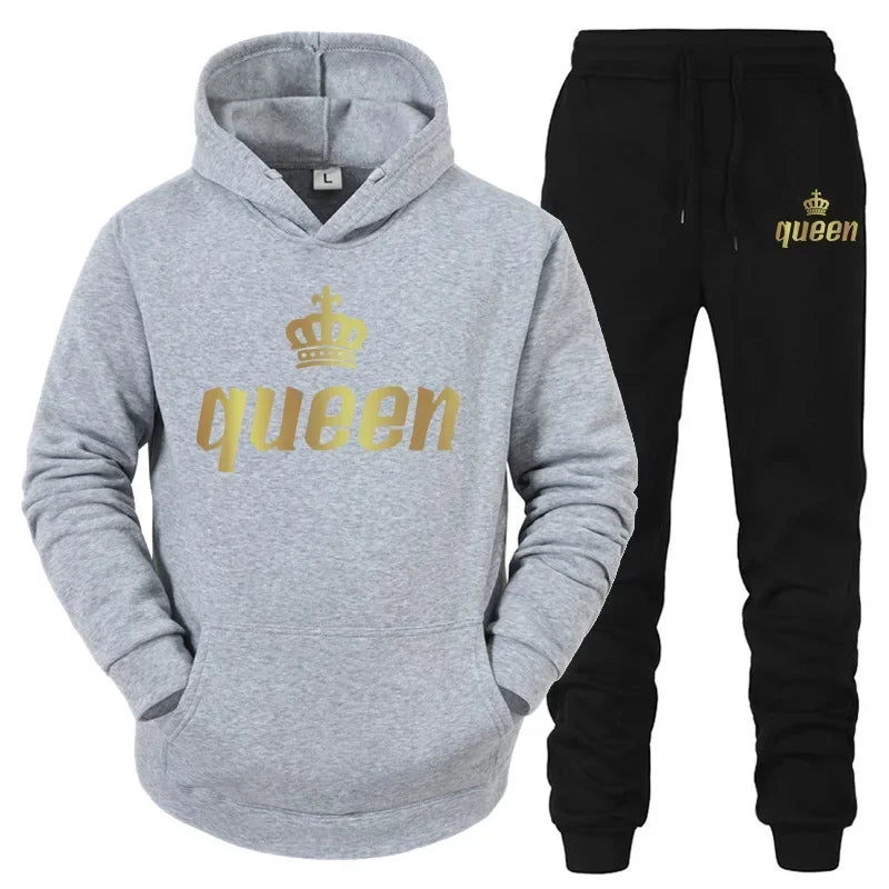 King & Queen Couple Hoodie and Jogger Pants Set