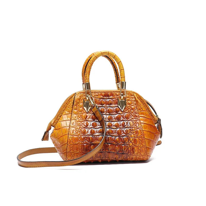 Women's Crocodile Pattern Cowhide Leather Handbag Tote Bag M228