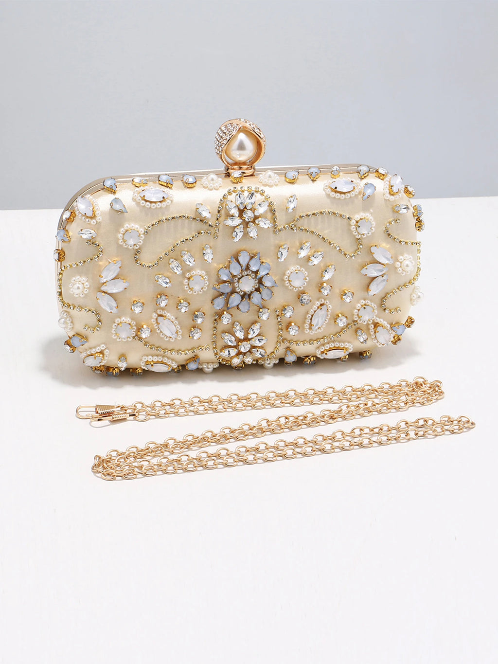 Women's Luxury Pearl Beading Evening Clutch Bag