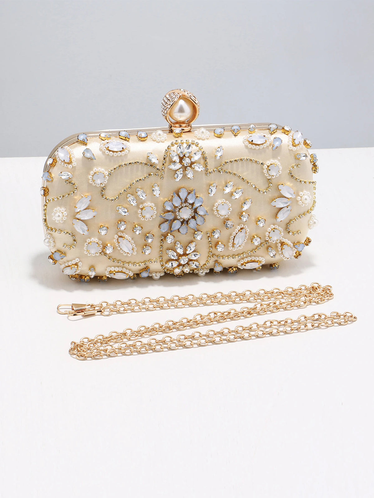 Women's Luxury Pearl Beading Evening Clutch Bag
