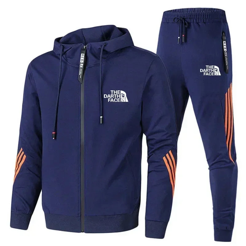 Men's Printed Hooded Two Piece Sweatshirt Set