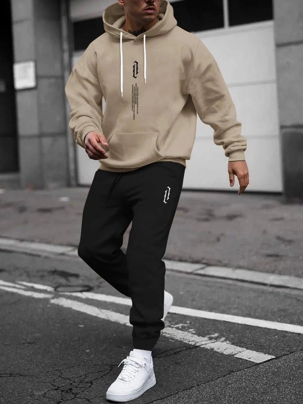Men's Hooded Pullover and Sweatpants Two-Piece Set