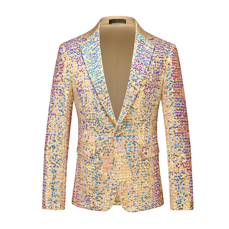 Men's Gold Sequin Two Piece Suit