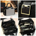 Women's Crocodile Pattern Lace Top Handle Satchel Bag