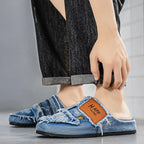 Men's Distressed Denim Slip-On Slippers