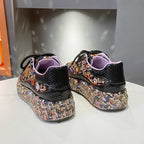 Women's Rhinestone Platform Lace-Up Sneakers