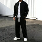 Men's Zip-Up Jacket and Wide Leg Sweatpants Two-Piece Set