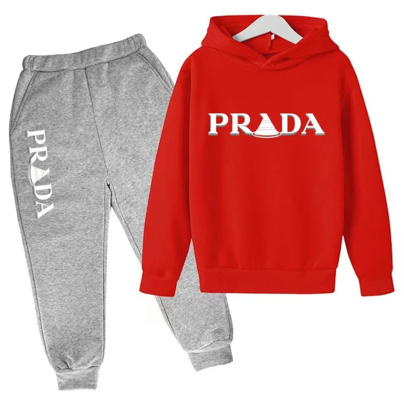 Kids' Printed Hooded Sweatshirt and Pants 2-Piece Set