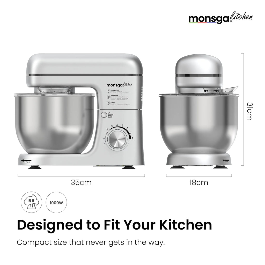 Electric 8-Speed Tilt-Head Stand Mixer and Blender 1000W