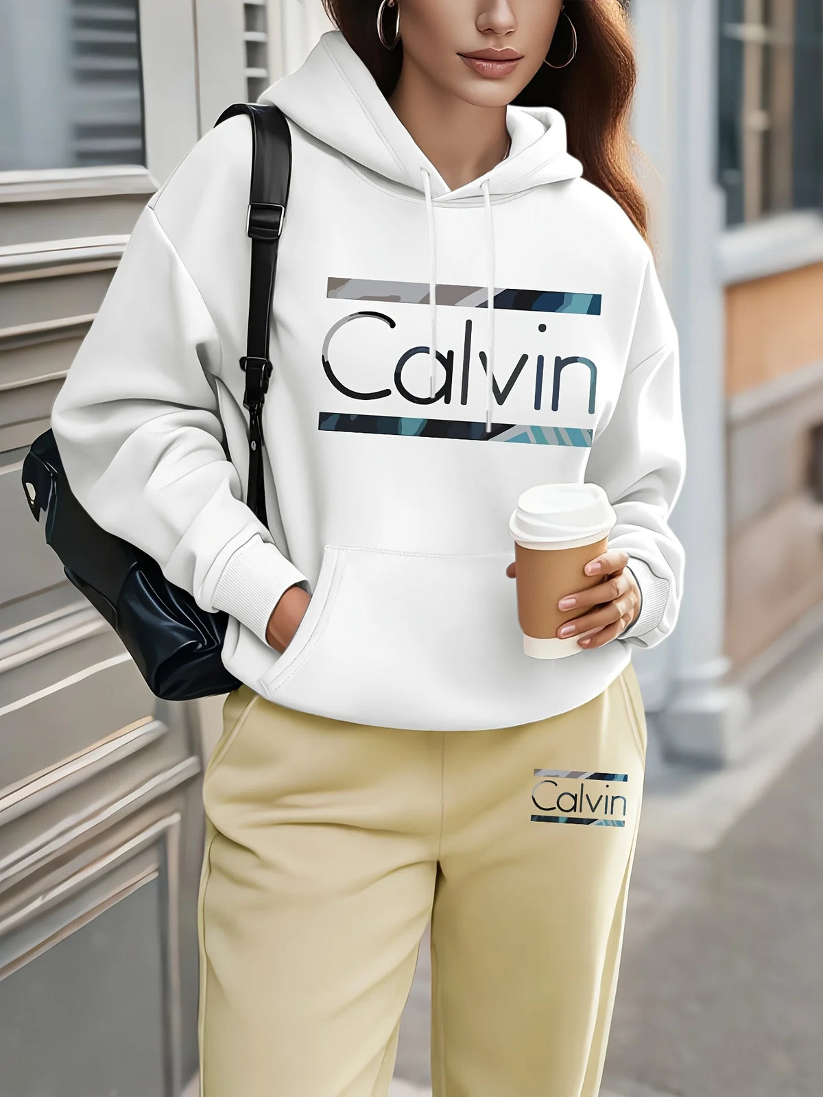 Women's Letter Printed Hoodie and Sweatpants Two-Piece Set