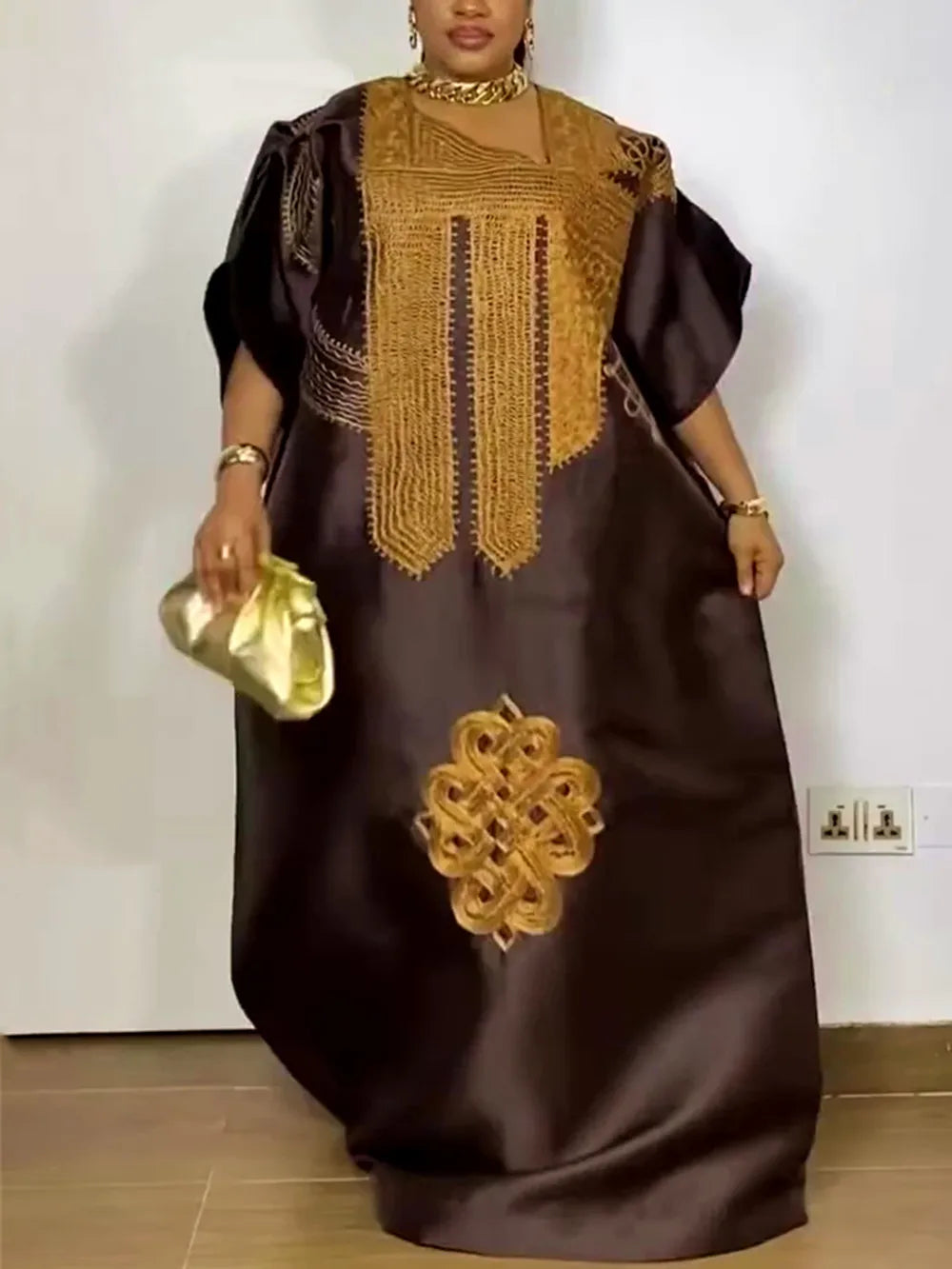 Women's Traditional African Dashiki Ankara Embroidered Maxi Dress