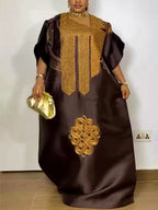 Women's Traditional African Dashiki Ankara Embroidered Maxi Dress
