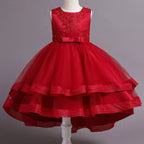 Girls' Sequin Satin Flare Sleeve Princess Party Dress