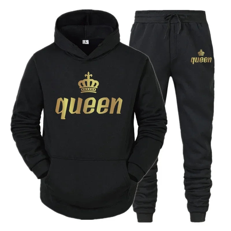 King & Queen Couple Hoodie and Jogger Pants Set