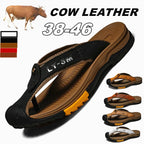 Men's Genuine Cow Leather Anti-Slip Beach Flip Flops