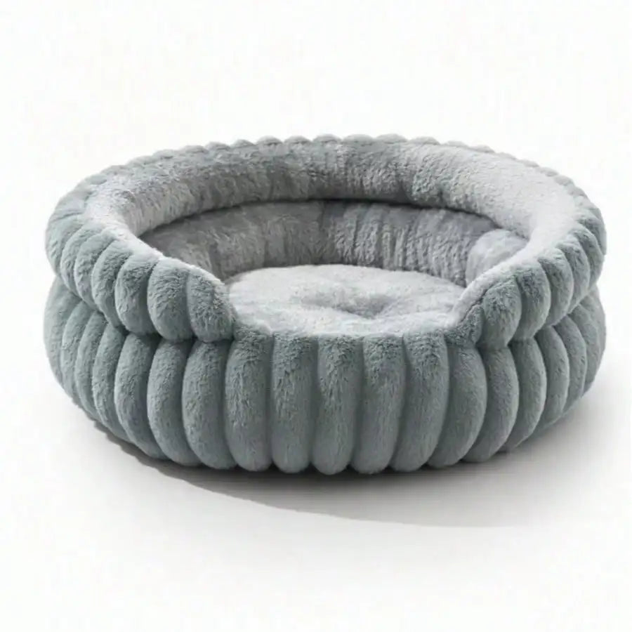Plush Round Striped Pet Nest Bed for Cats Dogs