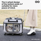 Double-layer Rolling Pet Stroller Carrier Backpack for Cats Dogs
