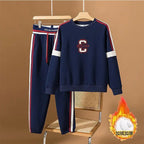 Women's Plush Thickened Round Neck Casual Sports Two-Piece Set