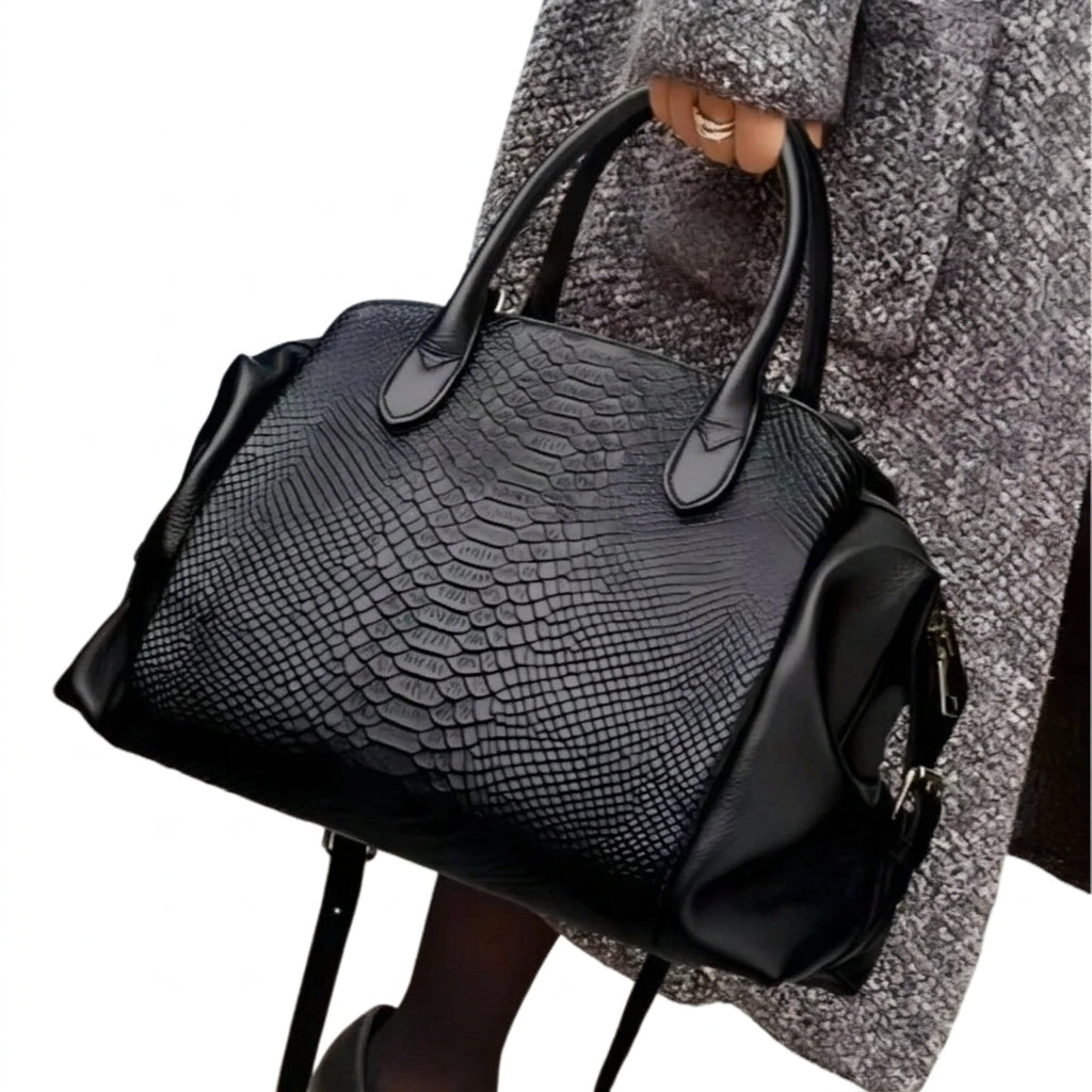 Women's Crocodile Pattern PU Leather Shoulder Tote Bag