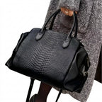 Women's Crocodile Pattern PU Leather Shoulder Tote Bag
