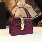 Women's Crocodile Pattern Genuine Leather Handbag Shoulder Tote Bag