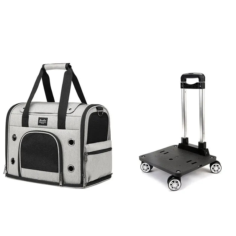 Portable Breathable Rolling Pet Carrier Suitcase for Cats Dogs