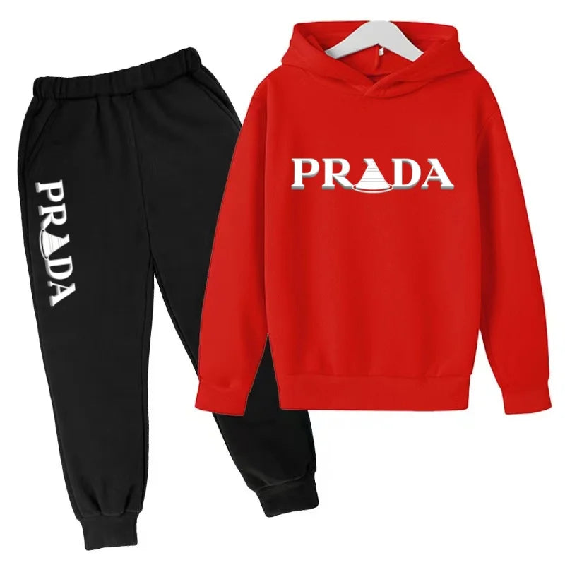 Kids' Printed Hooded Sweatshirt and Pants 2-Piece Set