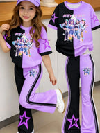 Girls' Graphic T-Shirt and Flare Pants 2-Piece Set