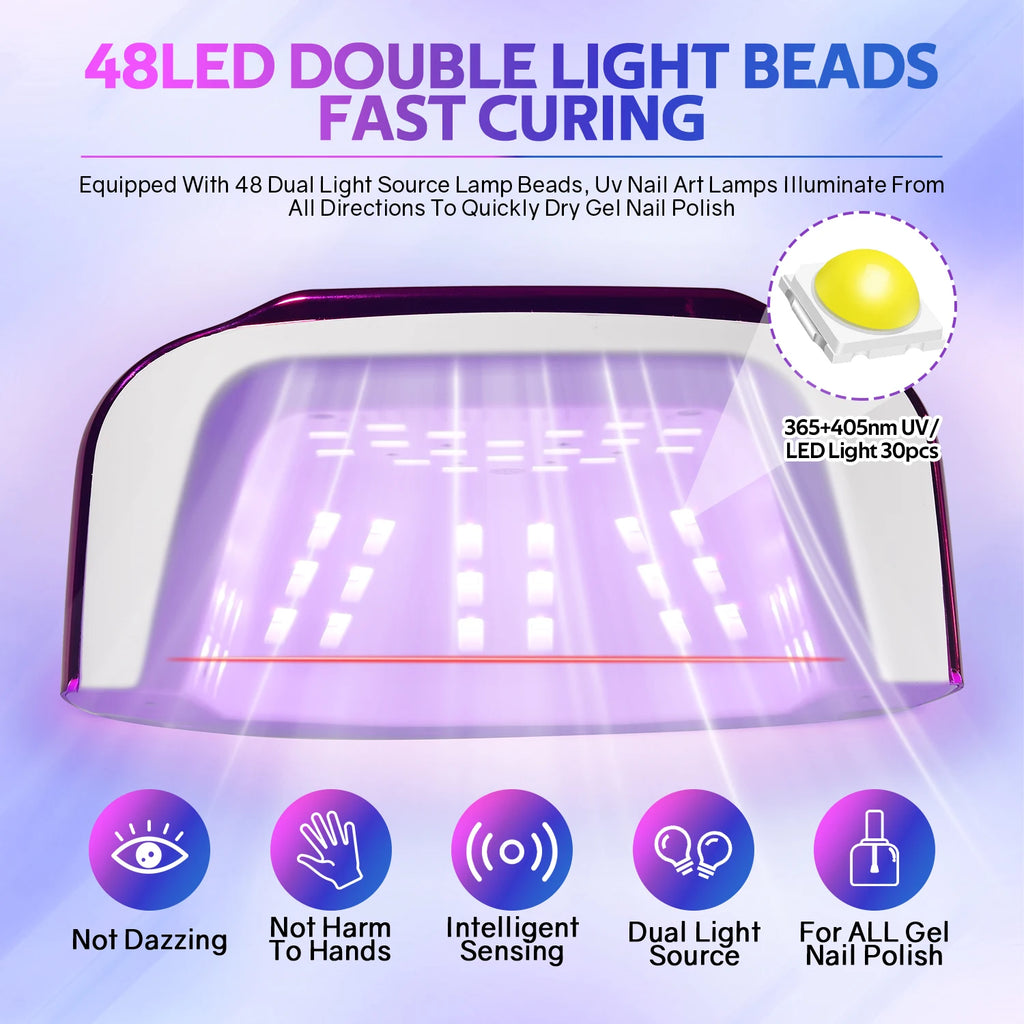 48 LED UV Nail Lamp 200W Rechargeable LCD Screen