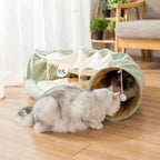 Collapsible 2-Way Cat Tunnel Bed with Mat