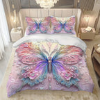Butterfly Print Microfiber Duvet Cover Set