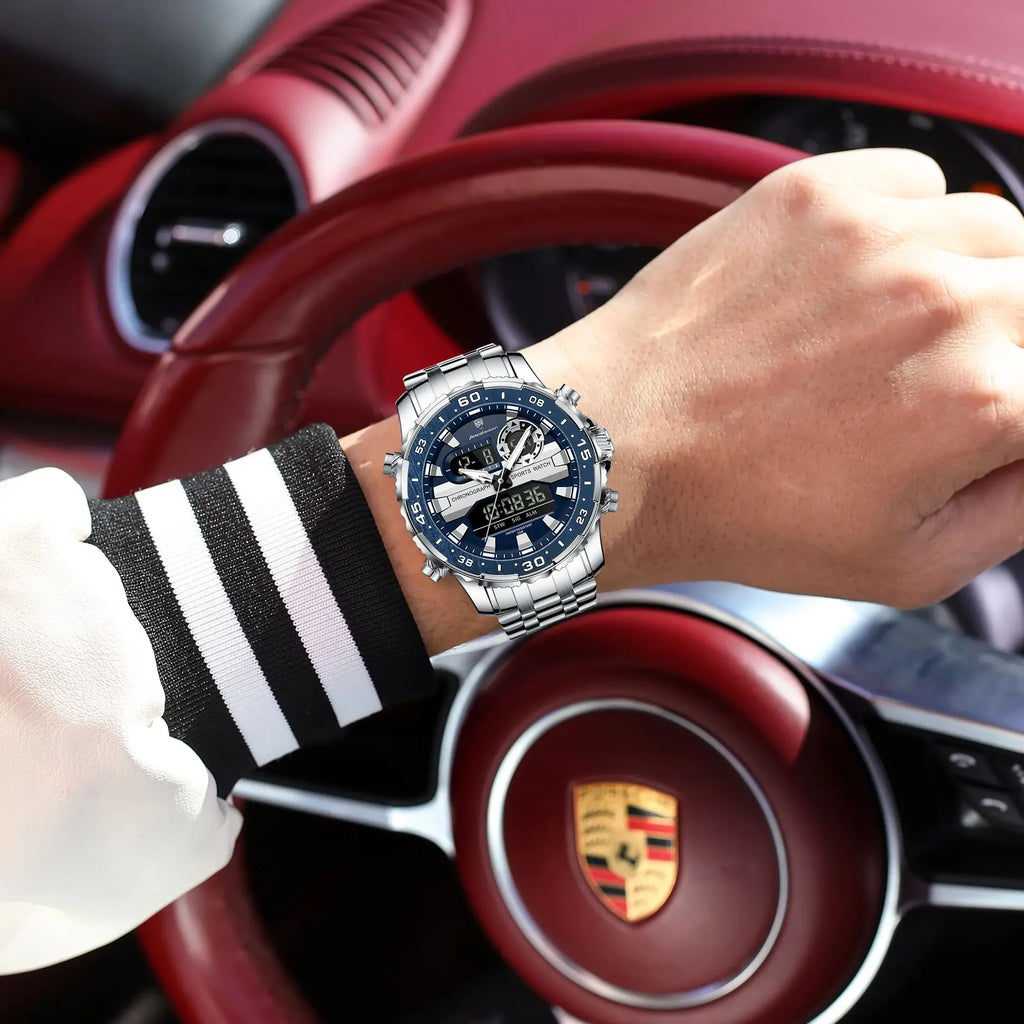 Men's Analog-Digital Quartz Watch with Week Date