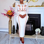 Women's African Diamond Pleated Long Evening Gown