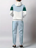 Men's 3D Striped Pattern Print Sweatshirt and Pants Two-Piece Set