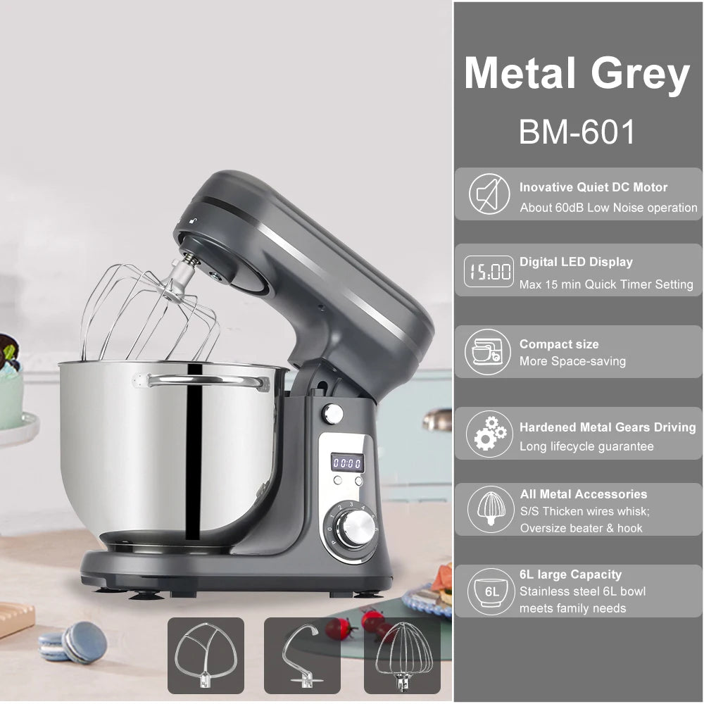 Electric 6-Speed Stand Mixer and Dough Kneader 1200W