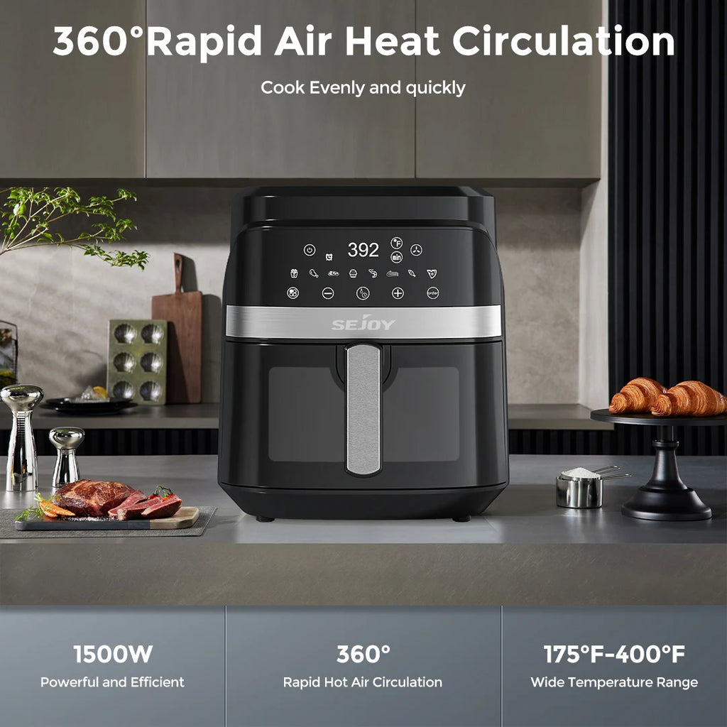 6-Quart 8-in-1 Digital Touchscreen Air Fryer with Ceramic Coating