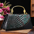 Women's Crocodile Pattern Genuine Leather Shell Crossbody Bag