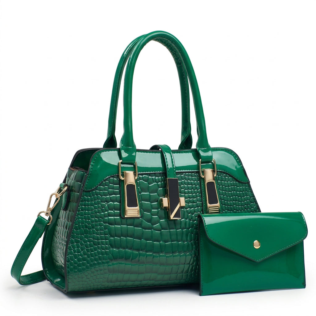 Women's Crocodile Pattern PU Leather Handbag Shoulder Tote Bag