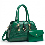 Women's Crocodile Pattern PU Leather Handbag Shoulder Tote Bag