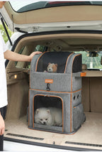 Dual Compartment Pet Trolley Backpack Carrier for Dogs Cats